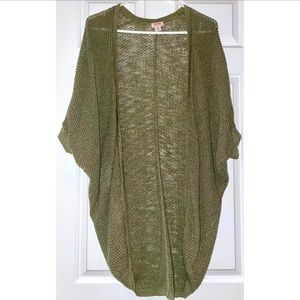 Mossimo Knit Olive Green 3/4 Sleeve Long Cardigan